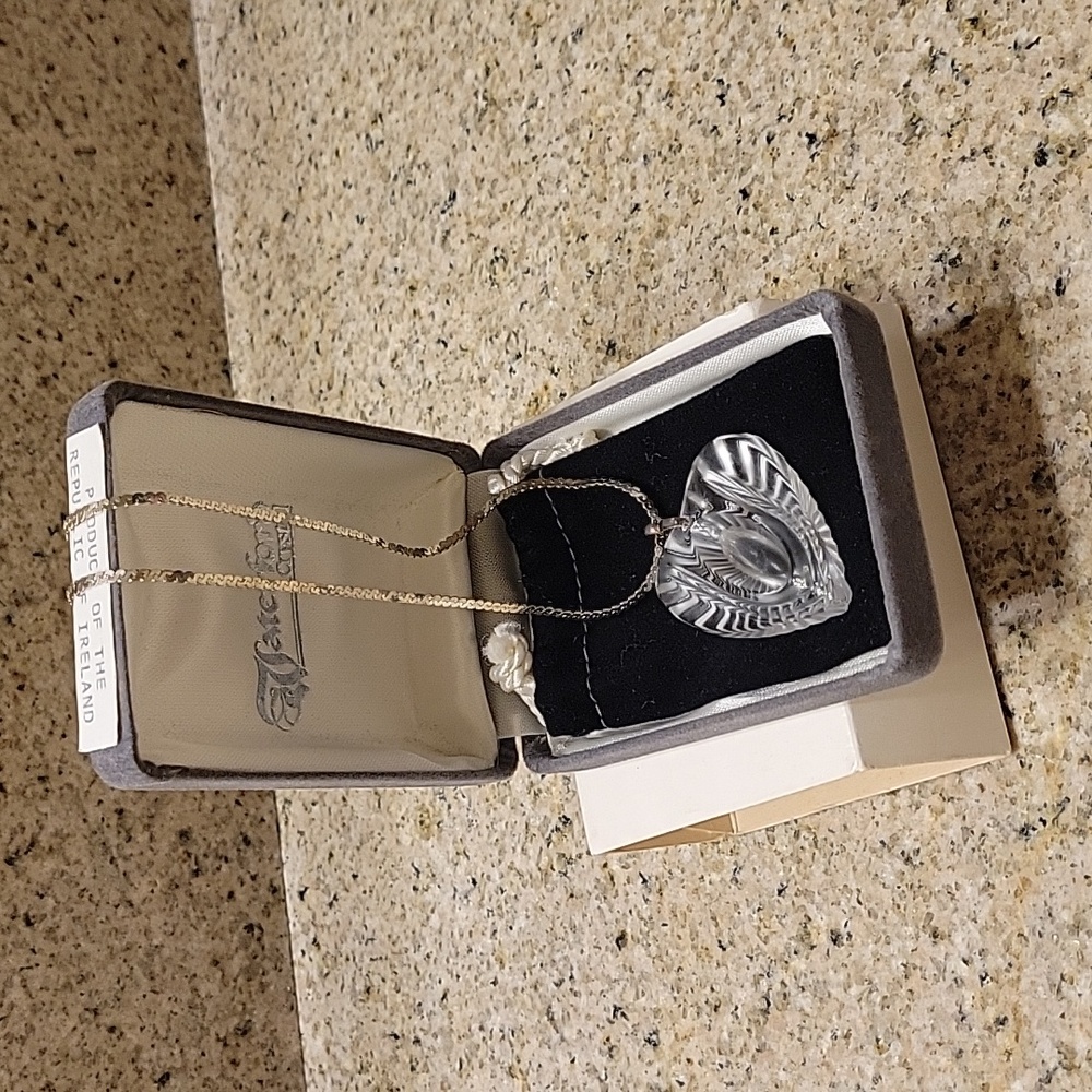 Clear waterford crystal heart necklace in original packaging in EUC.